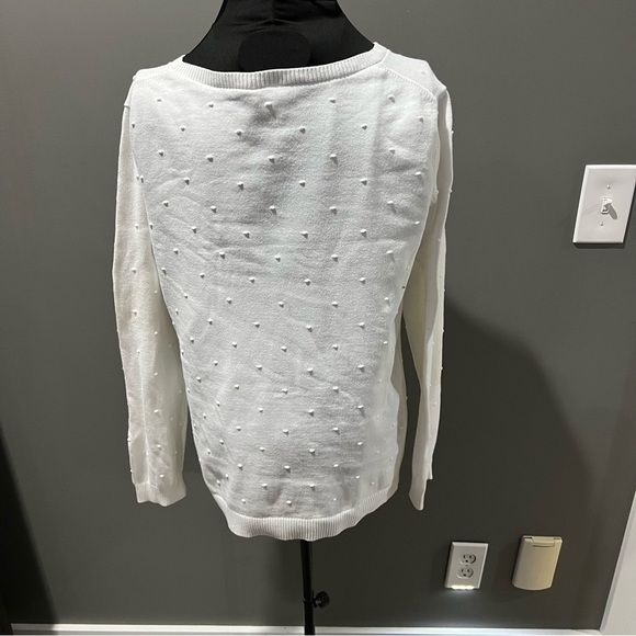 Talbots White Textured Bubble Polka Dots Sweater Size LP - Picture 3 of 7